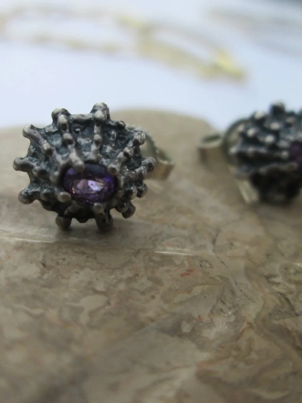 James Avery Amethyst stud sterling earrings rare firm price 60.00 - Picture 6 of 7